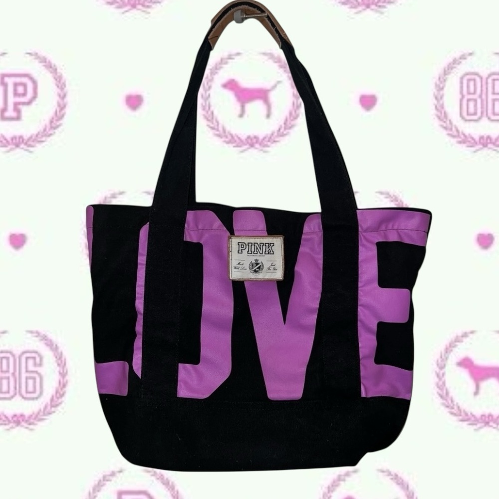 Y2K Victoria’s Secret PINK “Love Pink” Canvas Tote- Rare 2011 Weekender
